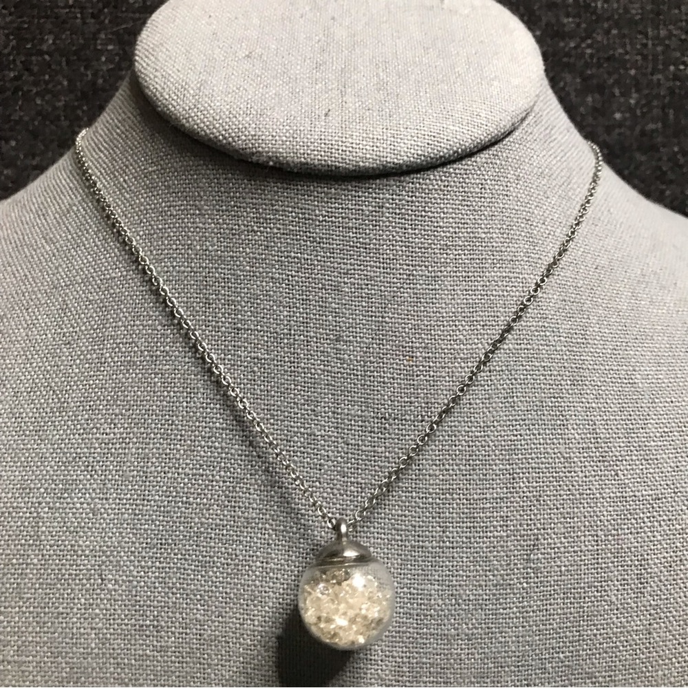 Glass Capsule with Crystals beads Pendant Necklace